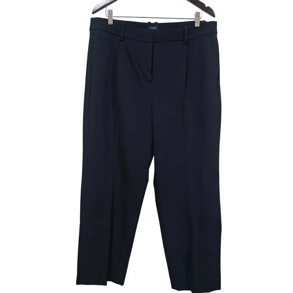 J.Crew Factory Pleated Trouser Pants High Rise Straight Black Leg Size 14 - Picture 1 of 7